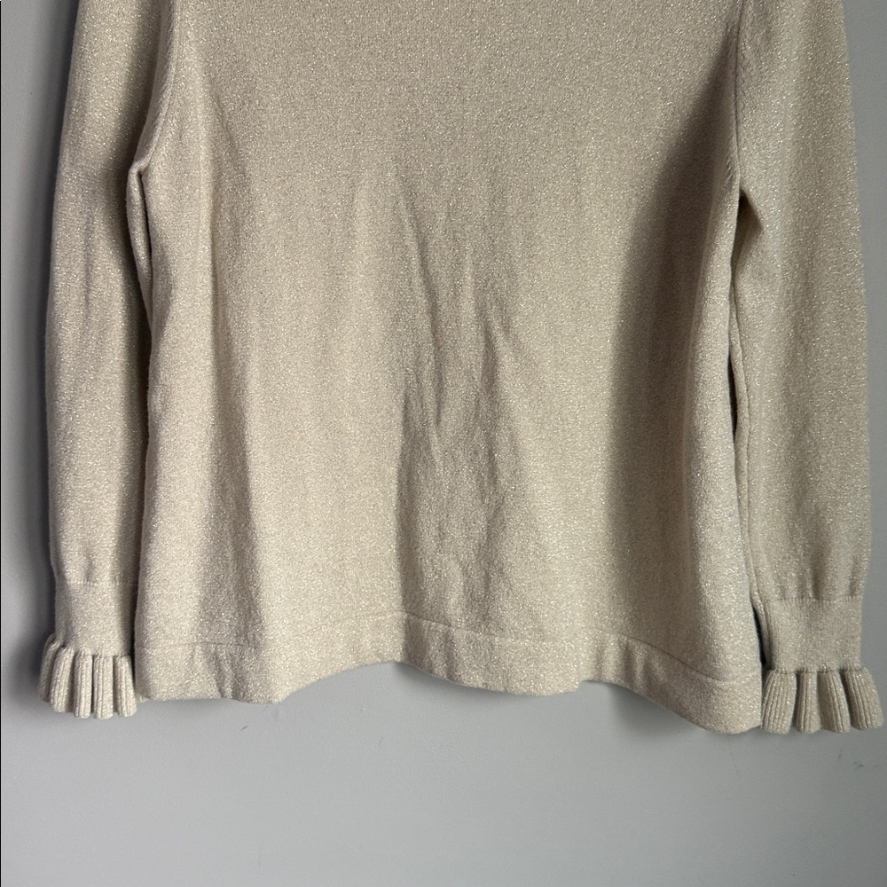 Tuckernuck Ivory Shimmer Edie Ruffle Sweater Large - Picture 5 of 8